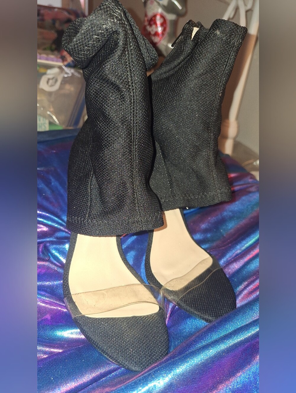 Women's Black Charlotte Russe Stiletto Heels with Clear Straps Size 6